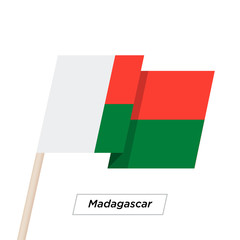 Madagascar Ribbon Waving Flag Isolated on White. Vector Illustration.