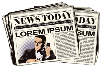 Secret agent on a mission. People in retro style.