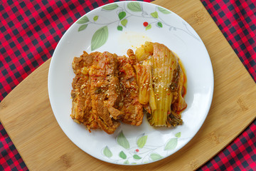 Steamed kimchi with fork ribs