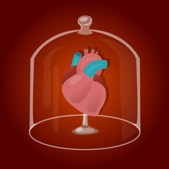 Red heart inside glass jar. Vector Illustration isolated on white background.