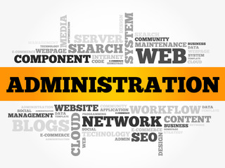 Administration word cloud, technology business concept background