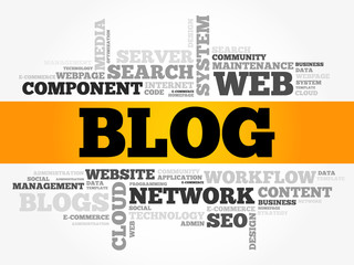 Blog word cloud, technology business concept background