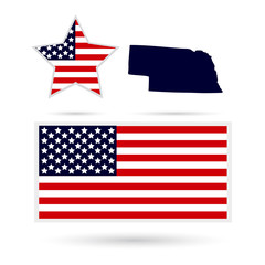Map of the U.S. state of Nebraska on a white background. America