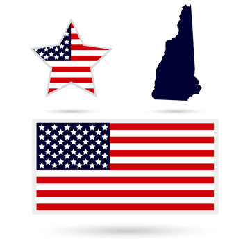 Map of the U.S. state of New Hampshire on a white background. Am