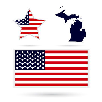 Map of the U.S. state of Michigan on a white background. America