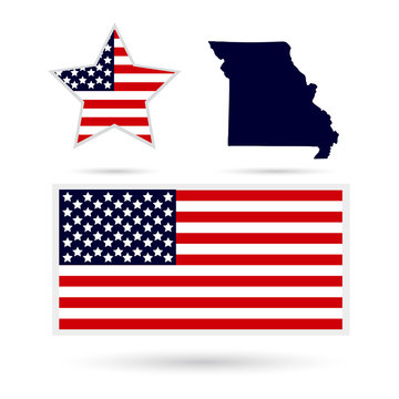 Map of the U.S. state of Missouri on a white background. America
