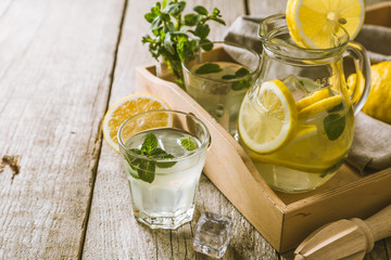 Classic lemonade in glass jars