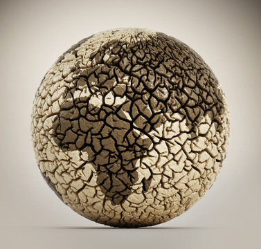 Deserted earth with cracked soil. 3D illustration