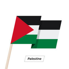 Palestine Ribbon Waving Flag Isolated on White. Vector Illustration.