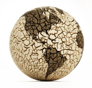 Deserted earth with cracked soil. 3D illustration