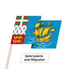 Saint-pierre and Miquelon Ribbon Waving Flag Isolated on White. Vector Illustration.