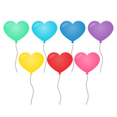 Obraz na płótnie Canvas Colorful heart balloons vector isolated