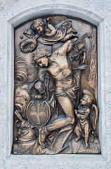 Bronze relief of San Sebastian