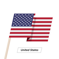 United States Ribbon Waving Flag Isolated on White. Vector Illustration.