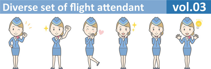 Fototapeta na wymiar Diverse set of flight attendant, EPS10 vol.03