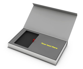 3d Illustration of realistic empty box with section for your product, isolated white