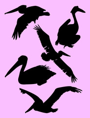 Pelican birds silhouette. Good use for symbol, logo, mascot, web icon, sign, or any design you want.