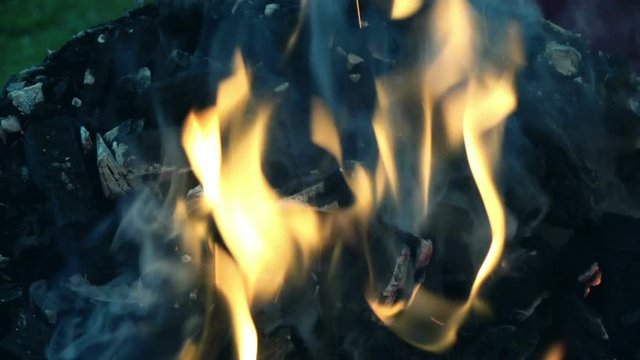 fire place bbq slow motion