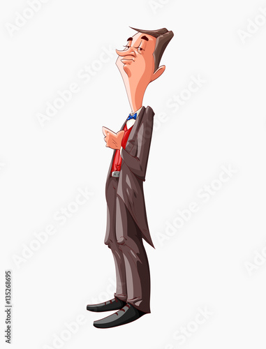 "Colorful vector illustration of a cartoon butler" Stock image and