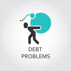 Icon of man carries a bomb, debt problems concept