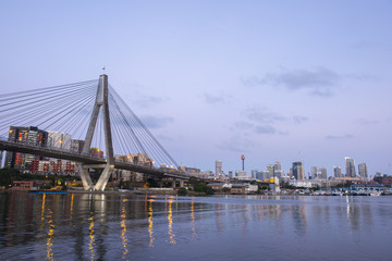 Fototapeta na wymiar Sydney, Australia - December 3 : View of Sydney city and Anzac bridge