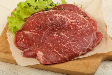Raw beef schnitzel