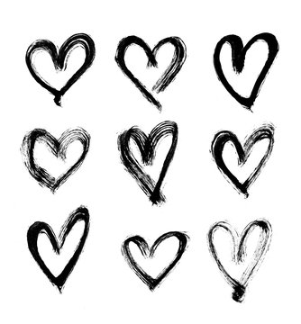 Set of Hand Drawn Hearts.