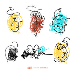 Scribble line design art elements. May use as brush