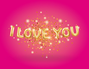 I love you gold balloons