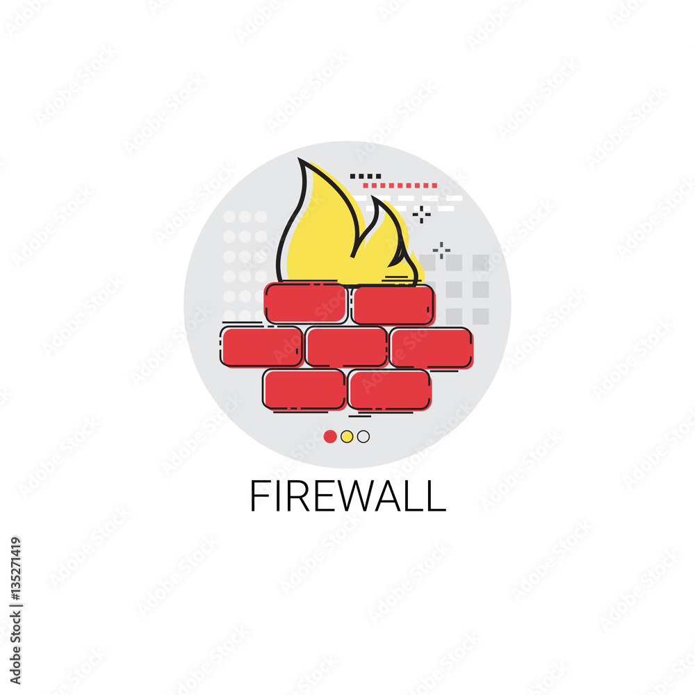 Aufkleber firewall data protection privacy internet information network security icon vector illustration