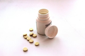 tablets pharmacy treatment on white background