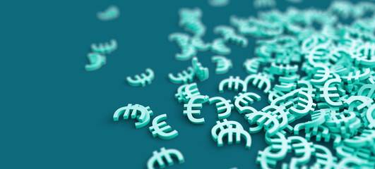 Euro Zeichen auf einem Haufen - Konzept Europa, Budget, Versicherung oder Prämie