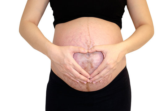 Pregnant woman 40 weeks, Pregnant, Close up of a cute pregnant belly, Isolate and Clipping Path