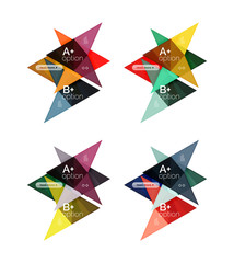 Colorful arrow option infographics banners, business geometric templates