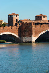 Scaligero Bridge and Adige river in Verona, Veneto, Italy