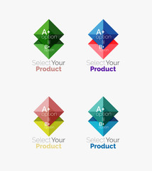 Set of abstract square interface menu navigation button