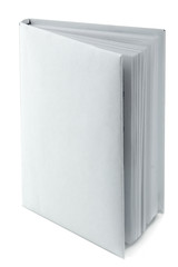 Front view of Blank book cover white on isolated background.