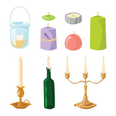 Vector candle with fire.