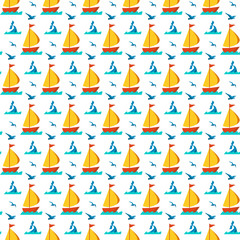 Seamless patterns nautical elements vector