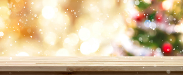 Golden christmas table top background