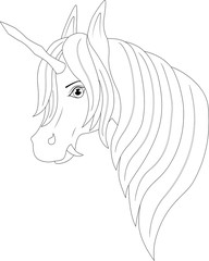 unicorn with fangs, coloring page