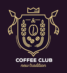 Vector linear heraldry coat of arms. Vintage royal heraldic shie