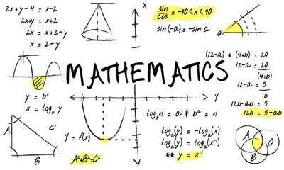 Methematics Math Algebra Calculus Numbers Concept - obrazy, fototapety, plakaty