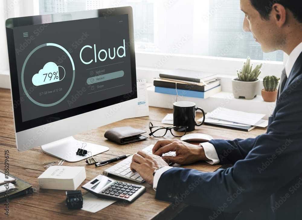 Poster cloud computing storage data share concept