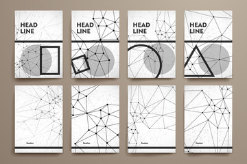 Set of brochure, poster design templates in Molecular structure style