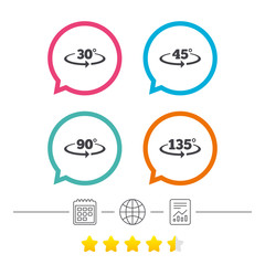 Angle degrees icons. Geometry math signs.