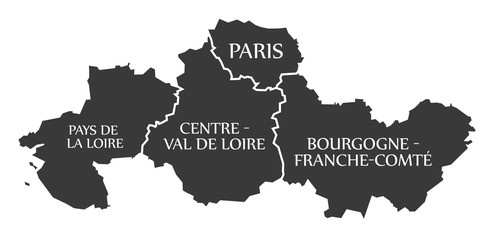 Pays de la loire - Centre - Paris - Bourgogne - Franche Comte Map France