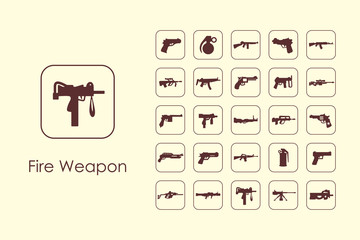 Set of fire weapon simple icons