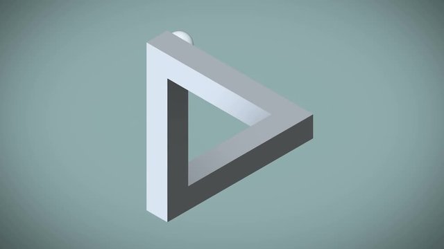 Incredible optical illusion anamorphosis. Triangle. Color matte. 4K.