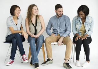 Diverse group of people connection studio shoot